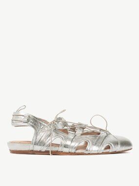 Simone Rocha Silver Sporty Lace-Up Ballet Flats